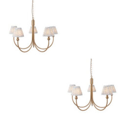 Loops Elegant 2 Pack Of Brushed Aged Brass Pendant Lights With Blue Fabric Shades For Stylish Home Decor - thumbnail 1