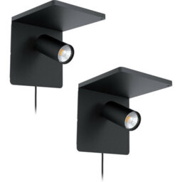 2 Pack Black Wall Spot Lights With Rocker Switch And Gu10 5W Bulbs Included - thumbnail 1