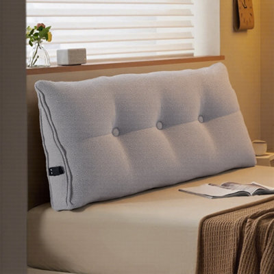 Thehotsale Pearl Gray Bed/sofa Triangular Throw Pillow, Made Of Teddy Bear Plush Fabric, 100Cm X 20Cm X 50Cm. - image 1