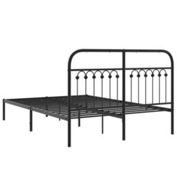Berkfield Metal Bed Frame Without Mattress With Headboard Black 140X190Cm - thumbnail 6