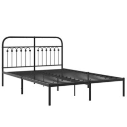 Berkfield Metal Bed Frame Without Mattress With Headboard Black 140X190Cm - thumbnail 3
