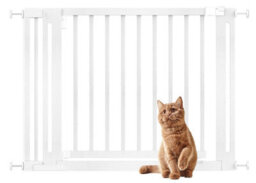 Bettacare Wooden Elegance Dog Gate, White, 105Cm - 113Cm, Pressure Fit Pet Gate, 73Cm Extra Wide Doorway, Easy Installation