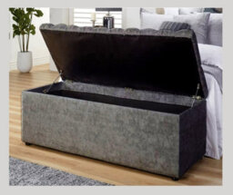 120Cm Chesterfield Ottoman Storage Box -Upholstered Blanket Box - Dark Grey Naple Ottoman Bench - thumbnail 2