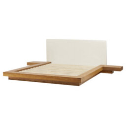 Beliani Bed With Led Faux Leather Zen 160 X 200 Cm (Eu King Size) Natural Ash Wood - thumbnail 7