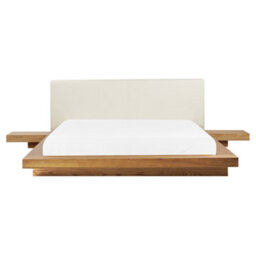 Beliani Bed With Led Faux Leather Zen 160 X 200 Cm (Eu King Size) Natural Ash Wood - thumbnail 4