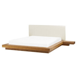 Beliani Bed With Led Faux Leather Zen 160 X 200 Cm (Eu King Size) Natural Ash Wood - thumbnail 6