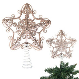 Shatchi Christmas Rose Gold Glitter Star Tree Topper - Sparkling Star Decoration For Xmas Tree - Elegant Christmas Home Décor - thumbnail 1