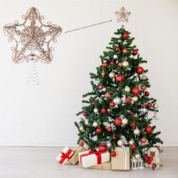 Shatchi Christmas Rose Gold Glitter Star Tree Topper - Sparkling Star Decoration For Xmas Tree - Elegant Christmas Home Décor - thumbnail 5