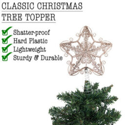 Shatchi Christmas Rose Gold Glitter Star Tree Topper - Sparkling Star Decoration For Xmas Tree - Elegant Christmas Home Décor - thumbnail 3