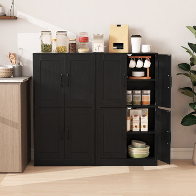 Costway 110 Cm Pantry Cabinet Home Office Sideboard Cupboard W/ Adjustable Shelves-Black - image 1