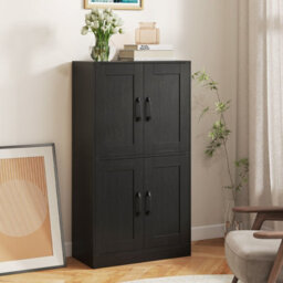 Costway 110 Cm Pantry Cabinet Home Office Sideboard Cupboard W/ Adjustable Shelves-Black - thumbnail 4