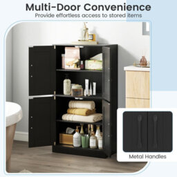 Costway 110 Cm Pantry Cabinet Home Office Sideboard Cupboard W/ Adjustable Shelves-Black - thumbnail 7