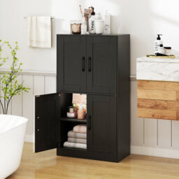 Costway 110 Cm Pantry Cabinet Home Office Sideboard Cupboard W/ Adjustable Shelves-Black - thumbnail 5