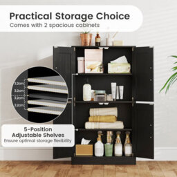 Costway 110 Cm Pantry Cabinet Home Office Sideboard Cupboard W/ Adjustable Shelves-Black - thumbnail 6