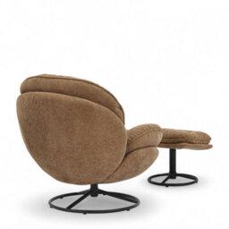 Brown Chenille Fabric Azura Swivel Accent Chair With Footstool - thumbnail 6