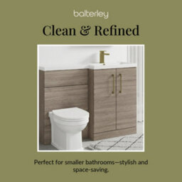 Balterley Right-Hand Bathroom Vanity And Wc Unit Combination With Basin - 1100mm - Woodgrain Mid Oak With Brushed Brass Handles - thumbnail 7