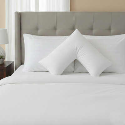 Microfibre Soft Touch V Shape Satin Stripe Pillowcase White - image 1