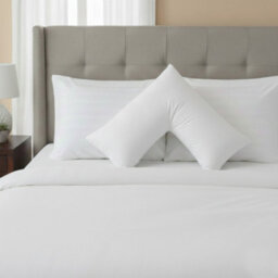 Microfibre Soft Touch V Shape Satin Stripe Pillowcase White - thumbnail 1