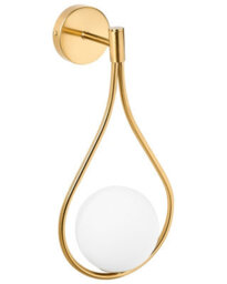 Beliani Wall Lamp, Gold Iron Base With Opal Tear Glass, W22 X D15 X H45Cm - thumbnail 3
