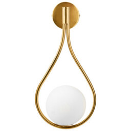 Beliani Wall Lamp, Gold Iron Base With Opal Tear Glass, W22 X D15 X H45Cm - thumbnail 2