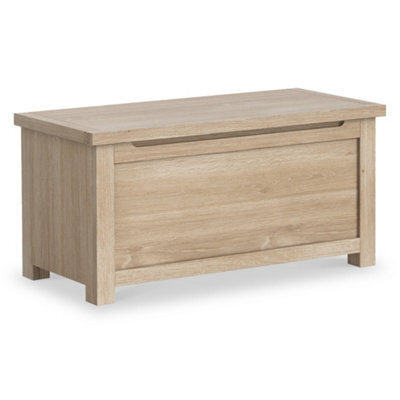 Farro Washed Oak Ottoman Blanket Box - Fully Assembled By Roseland Furniture - image 1