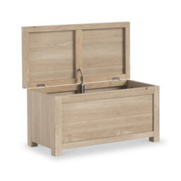 Farro Washed Oak Ottoman Blanket Box - Fully Assembled By Roseland Furniture - thumbnail 3