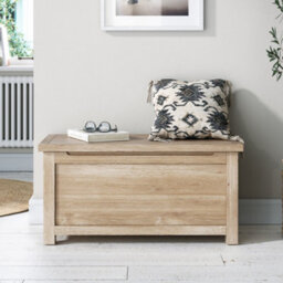 Farro Washed Oak Ottoman Blanket Box - Fully Assembled By Roseland Furniture - thumbnail 2
