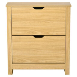Homcom 12-Shoe Storage Cabinet 4 Shelves 2 Drawers Tabletop 4 Legs Modern Brown - thumbnail 2