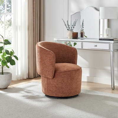 Furniturebox Uk Liode Orange Fabric Round Swivel Accent Chair - image 1