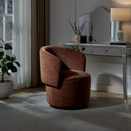 Furniturebox Uk Liode Orange Fabric Round Swivel Accent Chair - thumbnail 9