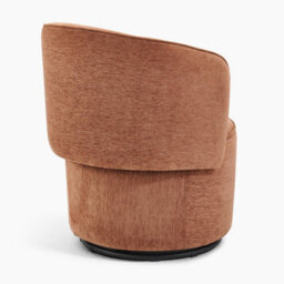 Furniturebox Uk Liode Orange Fabric Round Swivel Accent Chair - thumbnail 5