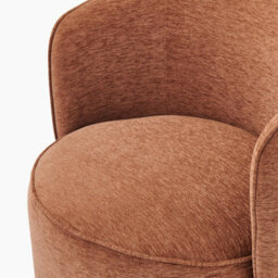 Furniturebox Uk Liode Orange Fabric Round Swivel Accent Chair - thumbnail 7