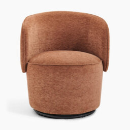 Furniturebox Uk Liode Orange Fabric Round Swivel Accent Chair - thumbnail 4