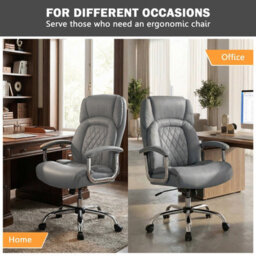 Gainoom (227Kg) Grey Leather Office Chair Height Adjustable Big & Tall Executive Chair - thumbnail 3