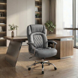 Gainoom (227Kg) Grey Leather Office Chair Height Adjustable Big & Tall Executive Chair - thumbnail 1