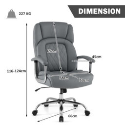 Gainoom (227Kg) Grey Leather Office Chair Height Adjustable Big & Tall Executive Chair - thumbnail 2