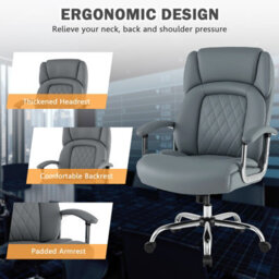 Gainoom (227Kg) Grey Leather Office Chair Height Adjustable Big & Tall Executive Chair - thumbnail 7