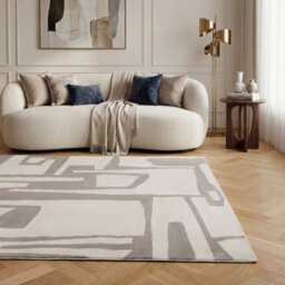 The Rugs Loft Light Grey And Ivory Abstract Geometric Living Room Area Rug And Runners Soft Pile - thumbnail 4