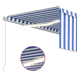 Berkfield Manual Retractable Awning With Blind&led 4.5X3M Blue&white - thumbnail 5