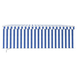 Berkfield Manual Retractable Awning With Blind&led 4.5X3M Blue&white - thumbnail 3