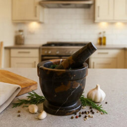 Orsina Black & Gold Marble Mortar & Pestle,perfect Grinding Pestle& Mortar,easy To Clean Antique Mortar & Pestle