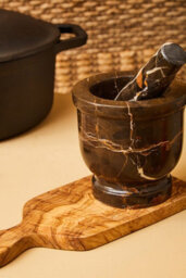 Orsina Black & Gold Marble Mortar & Pestle,perfect Grinding Pestle& Mortar,easy To Clean Antique Mortar & Pestle - thumbnail 7
