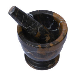 Orsina Black & Gold Marble Mortar & Pestle,perfect Grinding Pestle& Mortar,easy To Clean Antique Mortar & Pestle - thumbnail 2