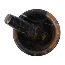 Orsina Black & Gold Marble Mortar & Pestle,perfect Grinding Pestle& Mortar,easy To Clean Antique Mortar & Pestle - thumbnail 3