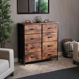 Lassic Vida Designs Chorley 8 Drawer Fabric Ukfr Chest Of Drawers, Rustic Brown