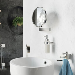 Smedbo Polished Chrome Double Sided Mirror - Wall Mounted Extendable Swing Arm Swivel 7X Magnification Bathroom Makeup Or Shaving - thumbnail 2