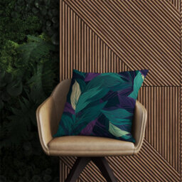 Warren Reed Designer Green Purple Tropical Leaves Outdoor Cushion 45Cm X 45Cm - thumbnail 2