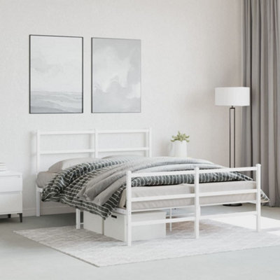 Berkfield Metal Bed Frame Without Mattress With Footboard White 135X190Cm - image 1
