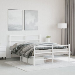 Berkfield Metal Bed Frame Without Mattress With Footboard White 135X190Cm - thumbnail 1