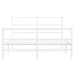 Berkfield Metal Bed Frame Without Mattress With Footboard White 135X190Cm - thumbnail 5